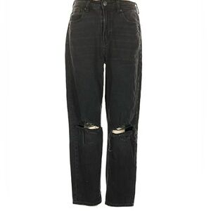 American Eagle Outfitters Black Distressed AE Strigid Mom Jean - 12 short